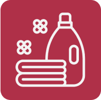Laundry detergent and folded towels icon. Laundry detergent and folded towels icon.